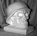 Plastercraft Skull with Helmet Bank statue