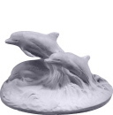 Triple Dolphins on Surf Plaster Statue