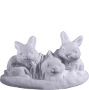 Three Rabbits on Grass Plaster Statue