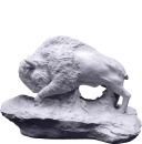 Buffalo on Rocks Plaster Statue