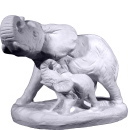 Elephant Family on Base Plaster Statue