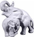 Elephant Family Plaster Statue