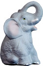 Elephant Sitting Trunk Up Plaster Statue