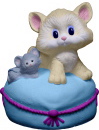 Cat and Mouse on Pillow Plaster Statue
