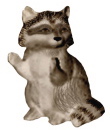 Raccoon with paws up Plaster Statue