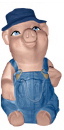 Farmer Pig Seated Unpainted Plaster Piggy Bank
