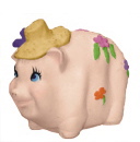 Pig with Hat Unpainted Plaster Piggy Bank
