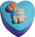 Bear with Balloon Heart Unpainted Plaster Trinket or Jewelry Box