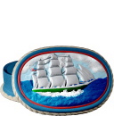 Oval Ship Unpainted Plaster Trinket or Jewelry Box