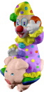 Clown Riding Pig Plaster Statue