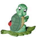 Turtle on Leaf Sitting Up Plaster Statue