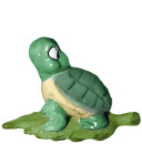 Turtle on Leaf Looking Back Plaster Statue