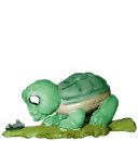 Turtle on Leaf Looking Down Plaster Statue