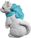 Cat with Bow right Plaster Plaque