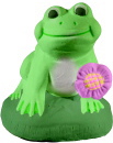 Frog with Flower Plaster Statue