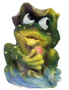 Lydias Frog with Hat Plaster Statue