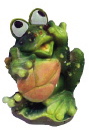 Lydias Frog with Flower Plaster Statue