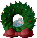 Mouse on Wreath Plaster Lightup Statue