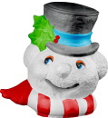 Snowman Head Plaster Statue with Plastic Eyes
