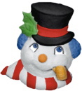 Snowman Head Plaster Statue with Pipe