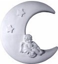 Cherub on Moon Plaster Plaque left