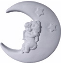 Cherub on Moon Plaster Plaque right