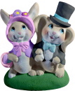 Bunny Couple All Dressed Up Plaster Statue