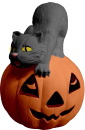 Cat on Pumpkin Plaster Lightup Statue 