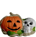Skull with Jack O Lantern Plaster Lightup Statue