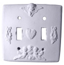 Double Cherubs Plaster Light Switch Plate