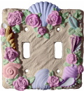 Seashells Double Plaster Light Switch Plate
