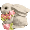 Bunny with Roses Plaster Jewelry Pin