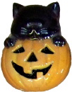 Cat in Pumpkin Plaster Jewelry Pin