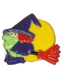 Witch Riding Broom Plaster Jewelry Pin