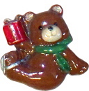 Bear with Presents Plaster Jewelry Pin