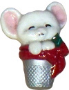 Mouse in Thimble Plaster Jewelry Pin