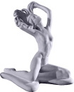 Nude Seated with Hands in Hair Plaster Statue