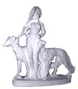 Lady with Two Afghans Plaster Statue