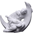 French Clown on Moon Plaster Statue
