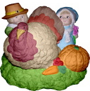 Pilgrim Couple with Turkey Plaster Statue