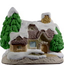 Winter Cottage Plaster Statue