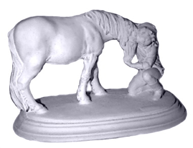 Girl with Horse Plaster Statue