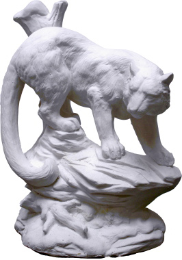 Cougar on Rocks Plaster Statue
