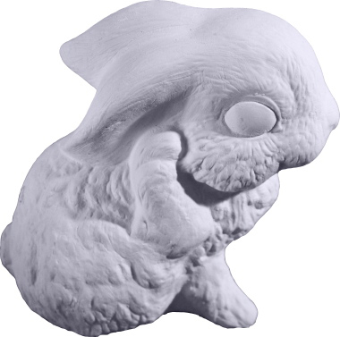 Bunny Rabbit Scratching Plaster Statue