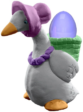 Goose with Hat Plaster Statue
