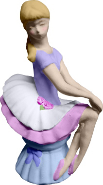 Ballet Girl Posing on Seat Plaster Statue