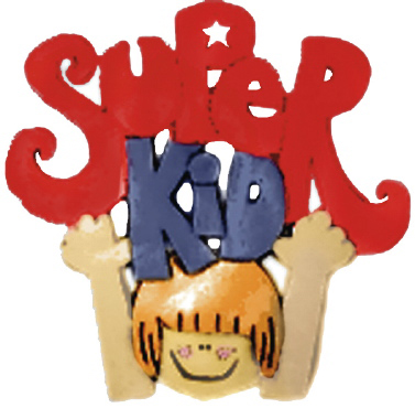 Kid with Super Kid Sign Plaster Plaque