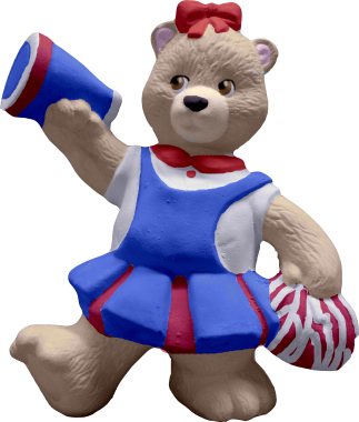 Cheerleader Bear with megaphone Plaster Statue