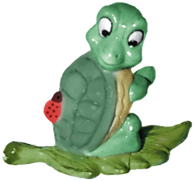 Turtle on Leaf Sitting Up Plaster Statue