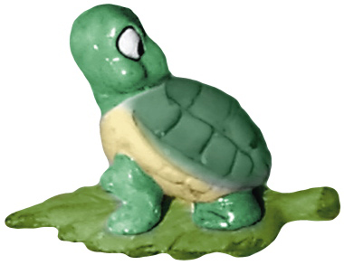 Turtle on Leaf Looking Back Plaster Statue